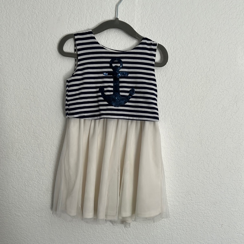 Blue and white,Toddler dress, 2T, Lily Bleu